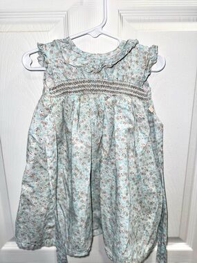 Girls' Floral Smocked Dress - Light Blue